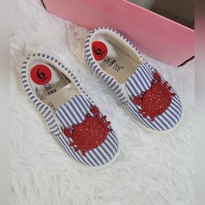 Maggie & Zoe Striped Moccasins with Glittery Crab